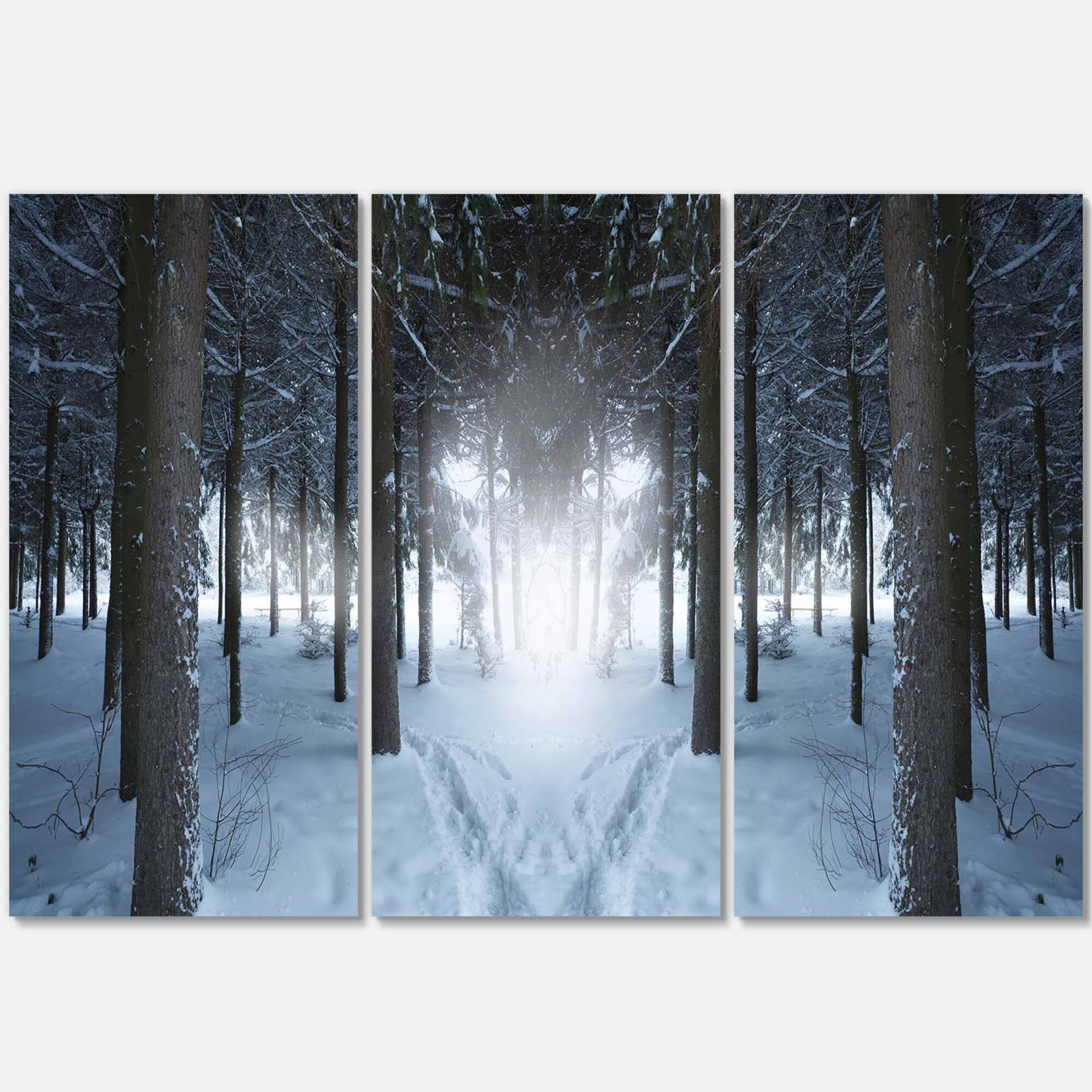 Designart - Winter Forest with Dark Woods